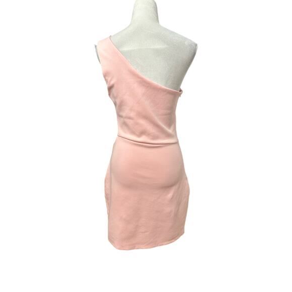 Lulus Bodycon Dress What About Tonight One Shoulder Neckline Stretch Pink M NWOT - Picture 6 of 10